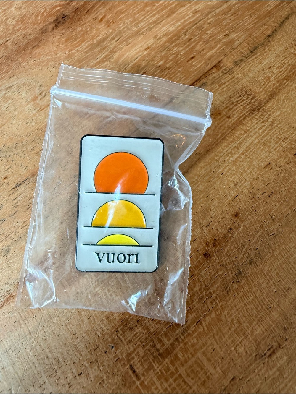 Vuori Orange and Yellow Stacked Sun Enamel Pin